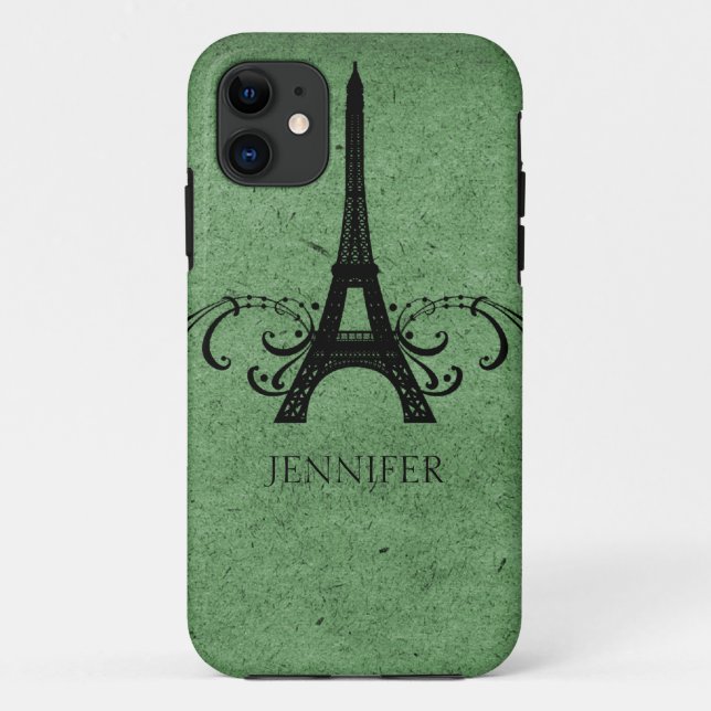 Funda De Case-Mate Para iPhone Florecimiento francés de cosecha verde (Reverso)