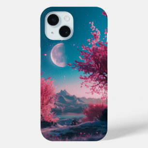 Funda Para iPhone 15 Florecimiento poético de cerezos en la noche