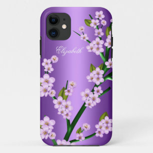 Funda Para iPhone 11 Florecimiento Rosa Púrpura iPhone 5 Elegante Clási