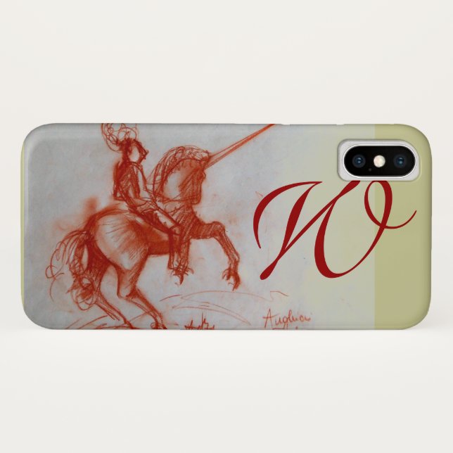 Funda De Case-Mate Para iPhone FLORENTINE KNIGHT EN monograma HORSEBACK (Reverso (horizontal))