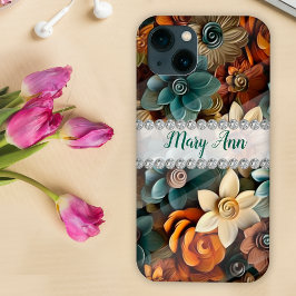 Funda Para iPhone 13 Flores 3D de colores de caída, personalizado de ma