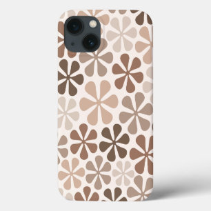 Funda Para iPhone 13 Flores Abstractas (B) Crema De Taupe Marrón