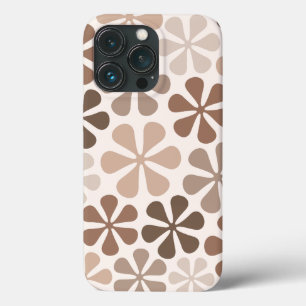 Funda Para iPhone 13 Pro Flores Abstractas (B) Crema De Taupe Marrón