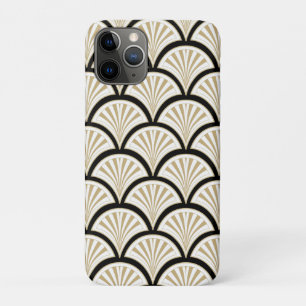 Funda Para iPhone 11 Pro Flores abstractas beige y negro art-deco