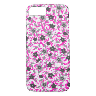 Funda Para iPhone 8/7 Flores abstractas blancas y grises de color rosa