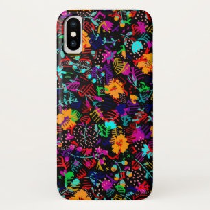 Funda Para iPhone X Flores abstractas coloridas negras lindas