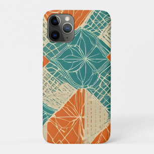 Funda Para iPhone 11 Pro Flores abstractas de color azul verdoso, naranja y