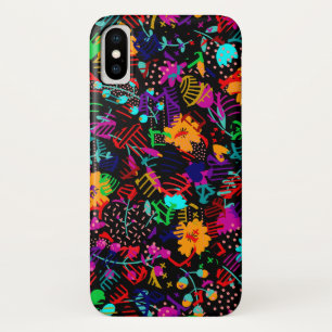 Funda Para iPhone X Flores abstractas de color negro lindo