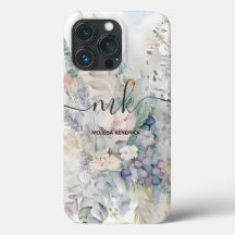 Flores abstractas de color pastel vintage Monogram