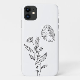 Funda Para iPhone 11 Flores abstractas Doodle Blanco Minimalista Y Eleg