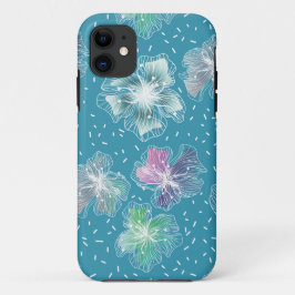 Funda Para iPhone 11 Flores abstractas en hermosos tonos azul claro