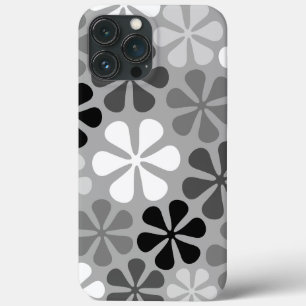 Funda Para iPhone 13 Pro Max Flores abstractas gris blanco negro