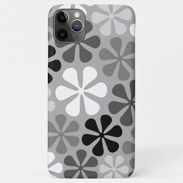 Funda De Case-Mate Para iPhone Flores abstractas gris blanco negro (Reverso)