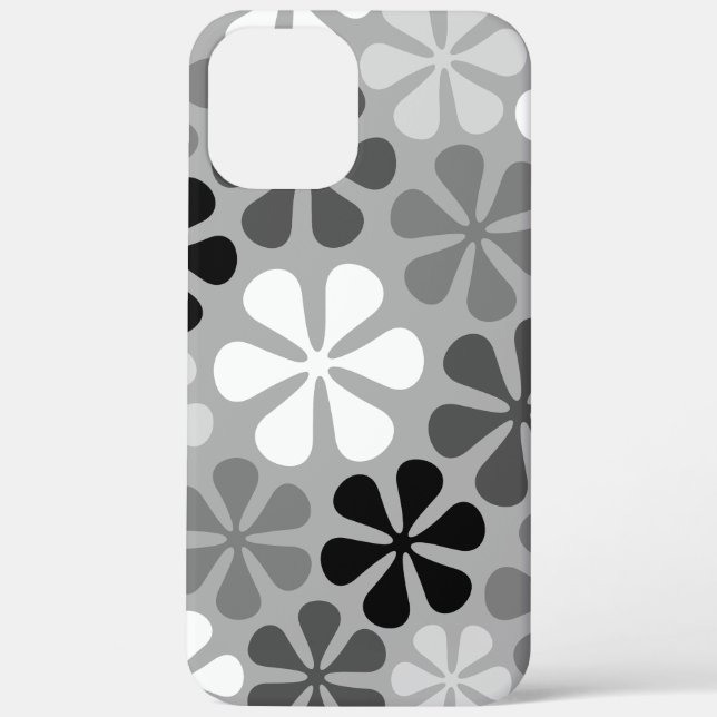 Funda De Case-Mate Para iPhone Flores abstractas gris blanco negro (Reverso )