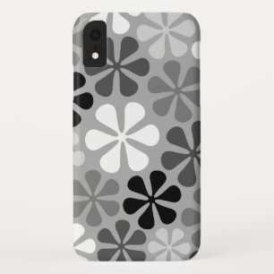 Funda Para iPhone XR Flores abstractas gris blanco negro