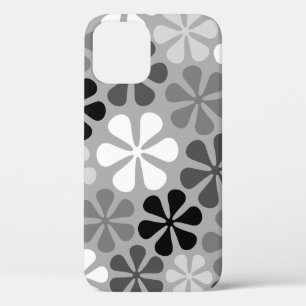 Funda Para iPhone 12 Pro Flores abstractas gris blanco negro