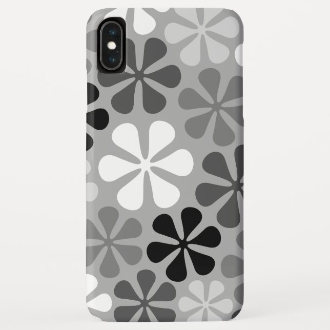 Funda De Case-Mate Para iPhone Flores abstractas gris blanco negro (Reverso)