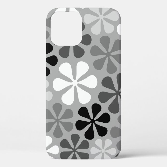 Funda De Case-Mate Para iPhone Flores abstractas gris blanco negro (Reverso )