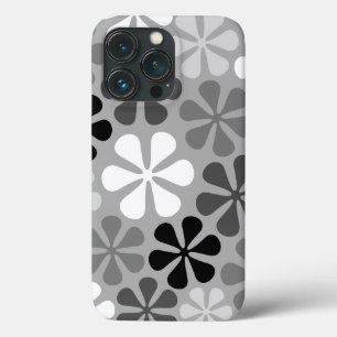 Funda Para iPhone 13 Pro Flores abstractas gris blanco negro