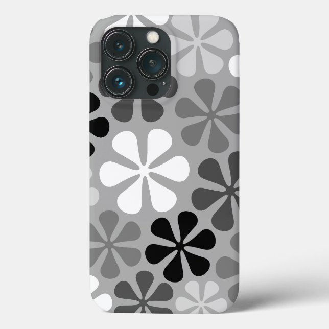 Funda De Case-Mate Para iPhone Flores abstractas gris blanco negro (Reverso )