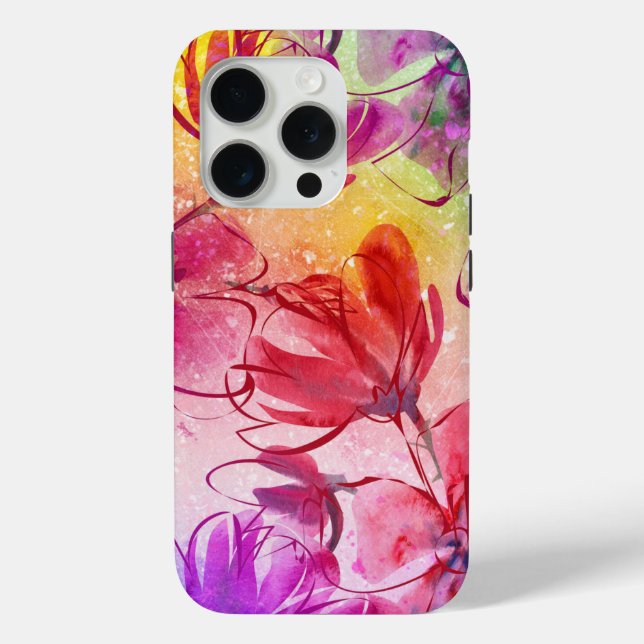 Funda De Case-Mate Para iPhone Flores abstractas y acuarela cálida (Reverso )