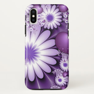 Funda Para iPhone XS Flores abstractas y fractales cardíacos en el amor