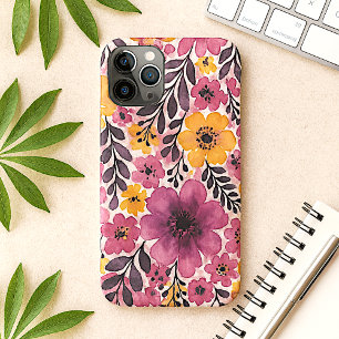 Funda Para iPhone 11 Pro Max Flores Acuarelas Coloridas y Elegantes