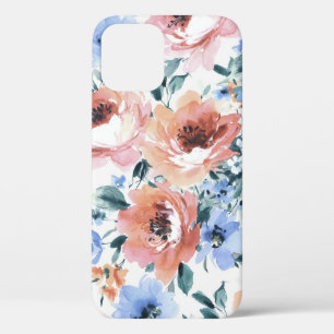 Funda Para iPhone 12 Flores acuarelas, ilustracion sin costura.