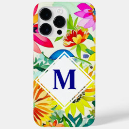 Funda Para iPhone 14 Pro Max De Case-Mate Flores acuarelas monogramadas