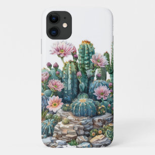 Funda Para iPhone 11 Flores acuáticas del desierto cactus.