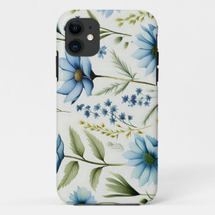 Funda Para iPhone 11 Flores acuáticas en azul claro
