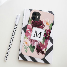 Funda Para iPhone 11 Flores acuáticas modernas monogramadas