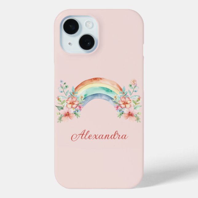 Funda De Case-Mate Para iPhone Flores acuáticas y arcoiris de bonito (Reverso )