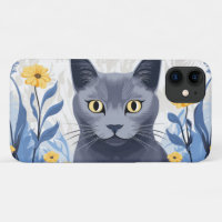 Flores amarillas de gato azul ruso