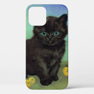 Funda Para iPhone 12 Flores amarillas de gato negro Van Gogh