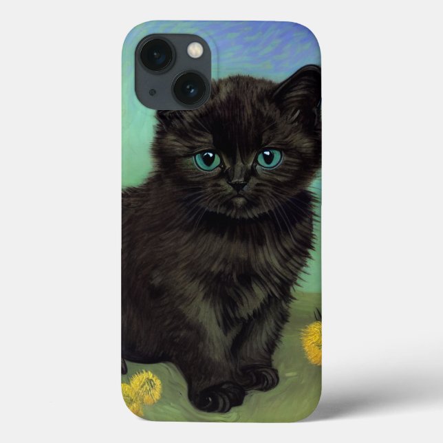 Funda De Case-Mate Para iPhone Flores amarillas de gato negro Van Gogh (Reverso)