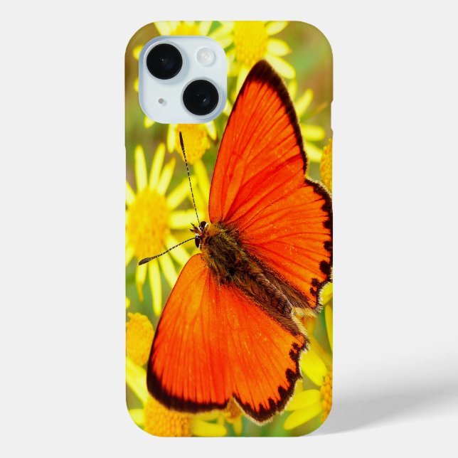 Funda De Case-Mate Para iPhone Flores amarillas de mariposa Naranja brillante (Reverso )