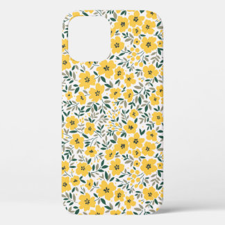 Funda Para iPhone 12 Flores amarillas: flores florales modernas sin cos
