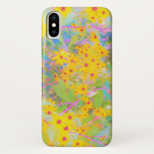 Funda Para iPhone X Flores Amarillas y Rojas Bonitas con Turquesa