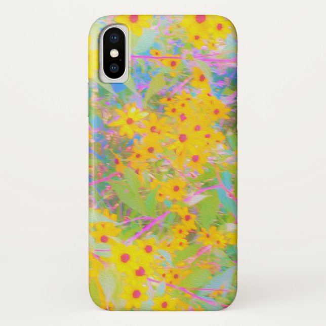 Funda De Case-Mate Para iPhone Flores Amarillas y Rojas Bonitas con Turquesa (Reverso)