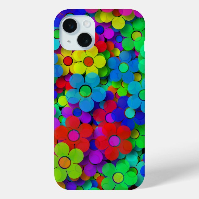 Funda De Case-Mate Para iPhone Flores arcoiris gruesas (Reverso )
