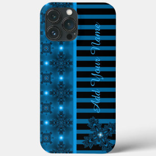 Funda Para iPhone 13 Pro Max Flores artdeco en estilo retro , Añadir tu nombre