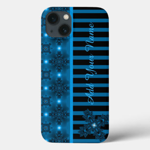 Funda Para iPhone 13 Flores artdeco en estilo retro , Añadir tu nombre