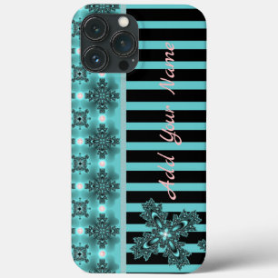 Funda Para iPhone 13 Pro Max Flores artdeco en estilo retro , Añadir tu nombre