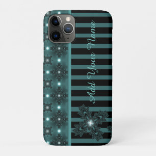 Funda Para iPhone 11 Pro Flores artdeco en estilo retro , Añadir tu nombre