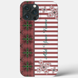 Funda Para iPhone 13 Pro Max Flores artdeco en estilo retro , Añadir tu nombre