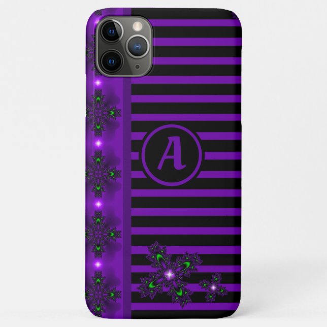 Funda De Case-Mate Para iPhone Flores artdeco en estilo retro con monograma (Reverso)