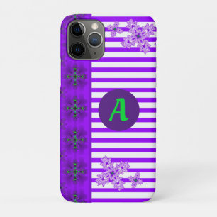 Funda Para iPhone 11 Pro Flores artdeco en estilo retro con monograma