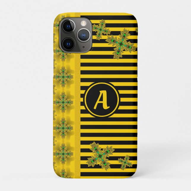Funda De Case-Mate Para iPhone Flores artdeco en estilo retro con monograma (Reverso)