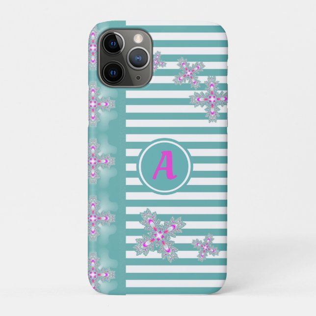 Funda De Case-Mate Para iPhone Flores artdeco en estilo retro con monograma (Reverso)